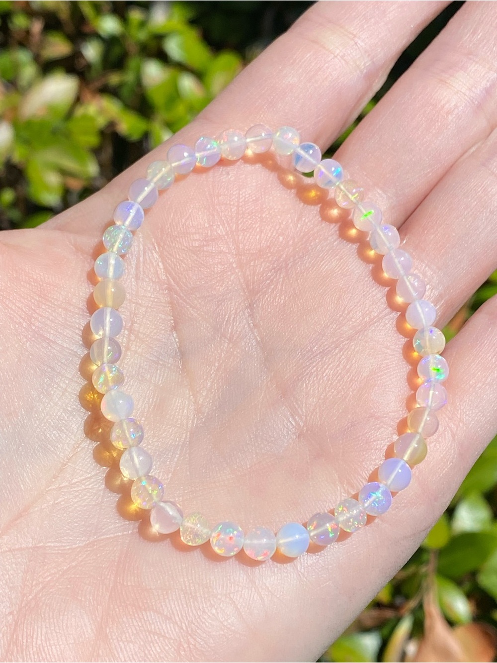 Natural Ethiopian Opal Bracelet 4.9mm Fire Flash Beads Fits 7 Inch Wrist
